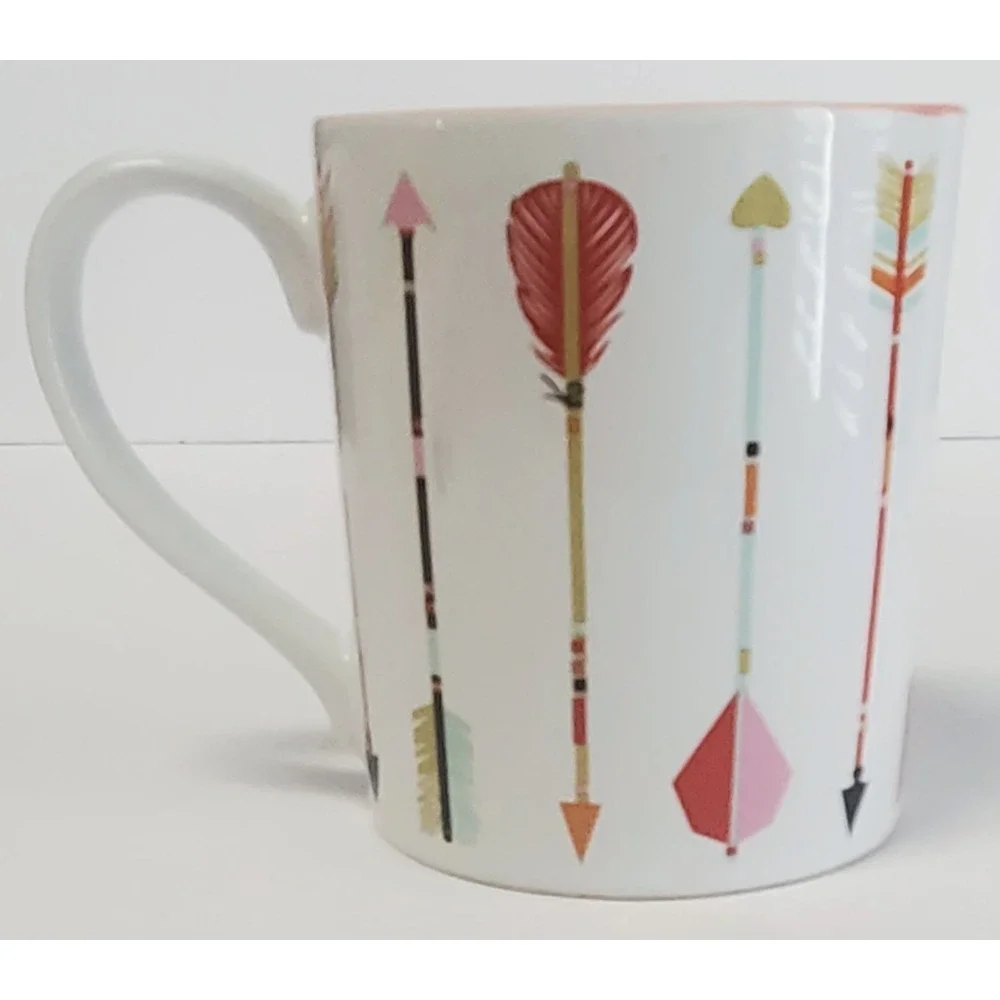 Paper Source Arrows Darts Coffee Mug Coral Interior 2013 Crm/Pink/Olive/Aqua Cup